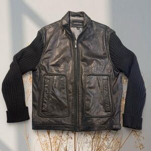 Murano Black Genuine Soft Lambskin Jacket with Wool Sleeves M